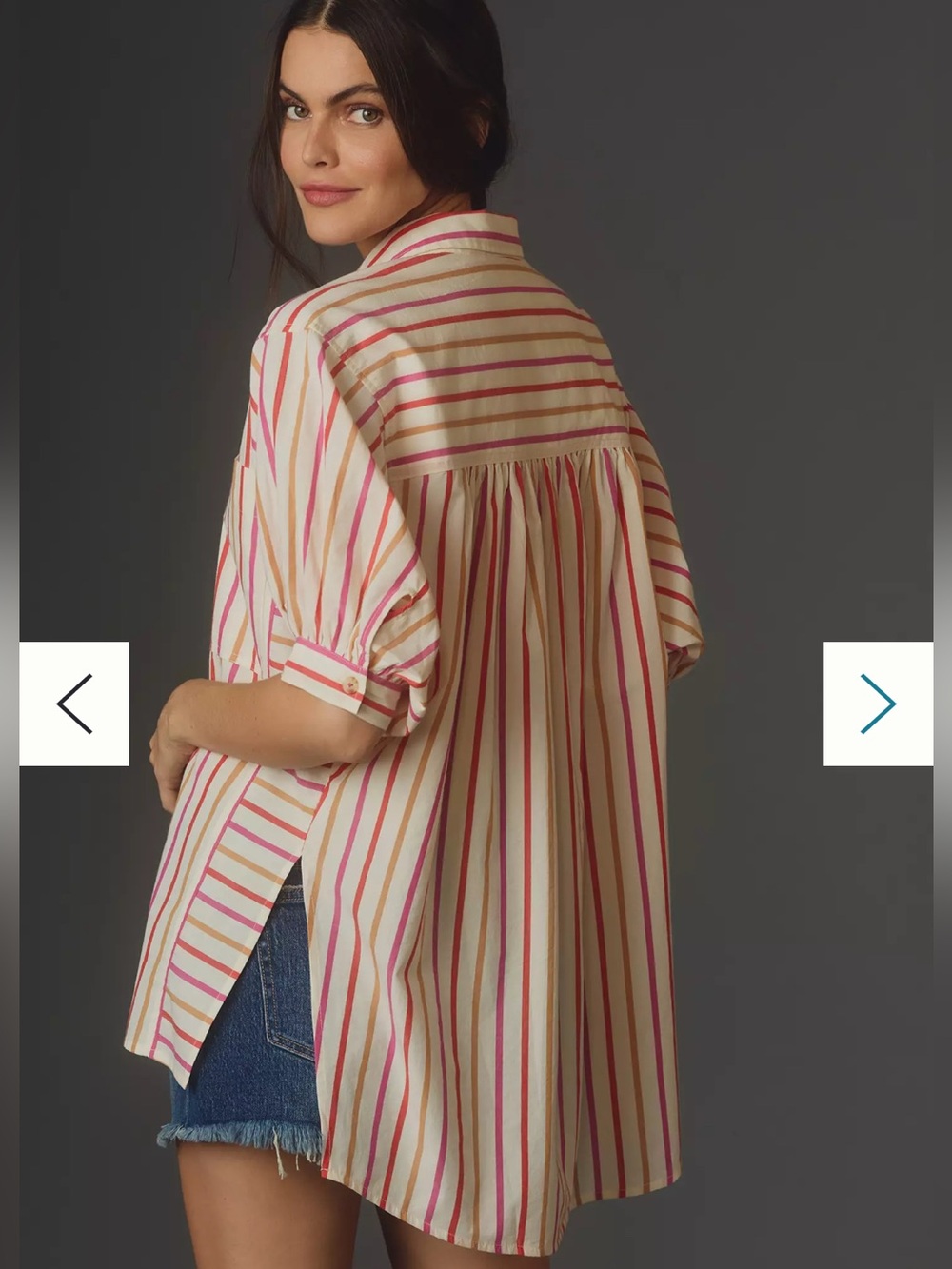 EUC ANTHROPOLOGIE PIlcro Brand Orange|Tan  Painter Stripped Poplin Shirt